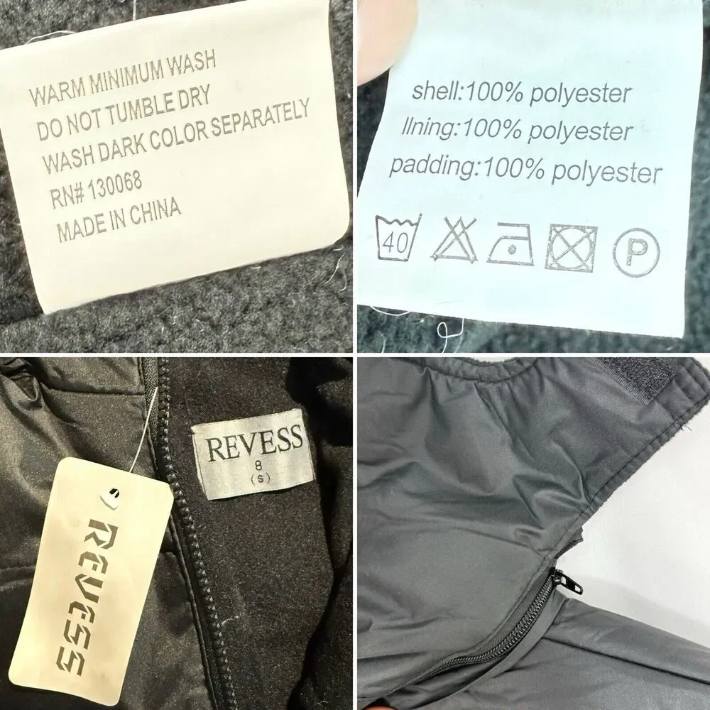 Revess Black Puffer Winter Coat Hooded Men Size 8 Small NWT